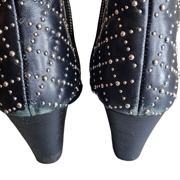Zara black Studded Women's bootie Shoes 3.5" Chunk Heel Zipper Closure EU 39 - Picture 13 of 13